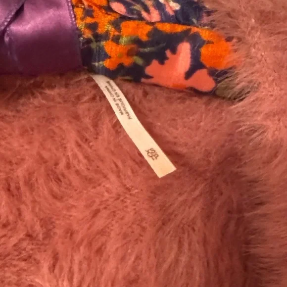 Free People Fuzzy Cardigan in dusty mauve pink XS sweater eyelash furry A00153 - Picture 2 of 7